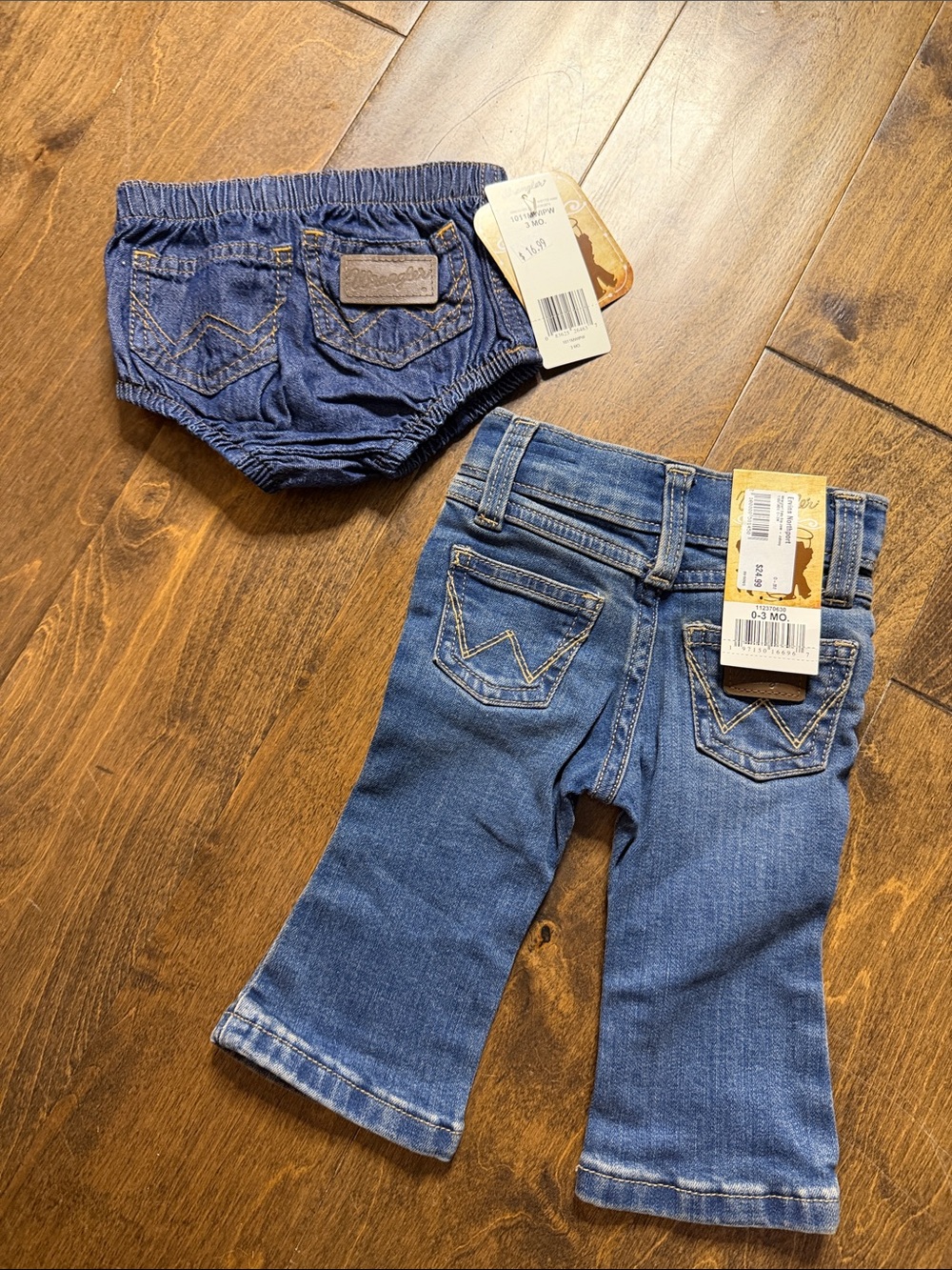 Wrangler infant Blue Denim Jeans and diaper cover size 0/3 months